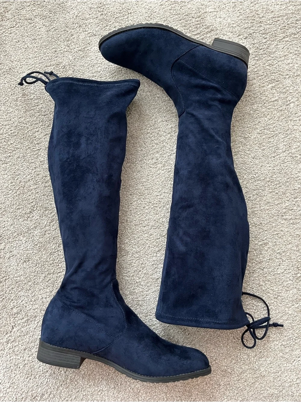 Unisa Navy Blue Faux Suede Pull On Tall Boots Sz 7.5 1